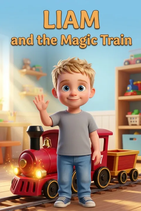 Cover of the personalised book with the name Liam on the front